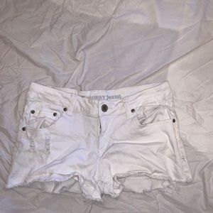 White cut off denim shorts